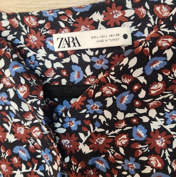 Zara Multicolor Floral Long Sleeve Maxi Dress Size Large - Picture 2 of 10